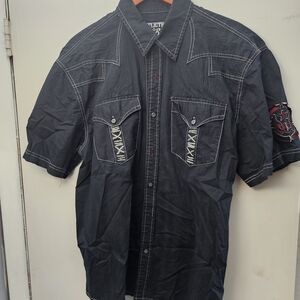 Affliction Black Casual Button Down Shirt